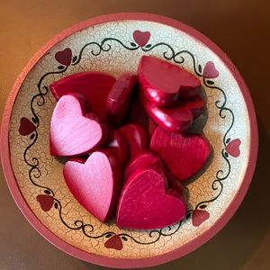 ⛔️SOLD⛔️Wooden Bowl w 12 Wooden Hearts
